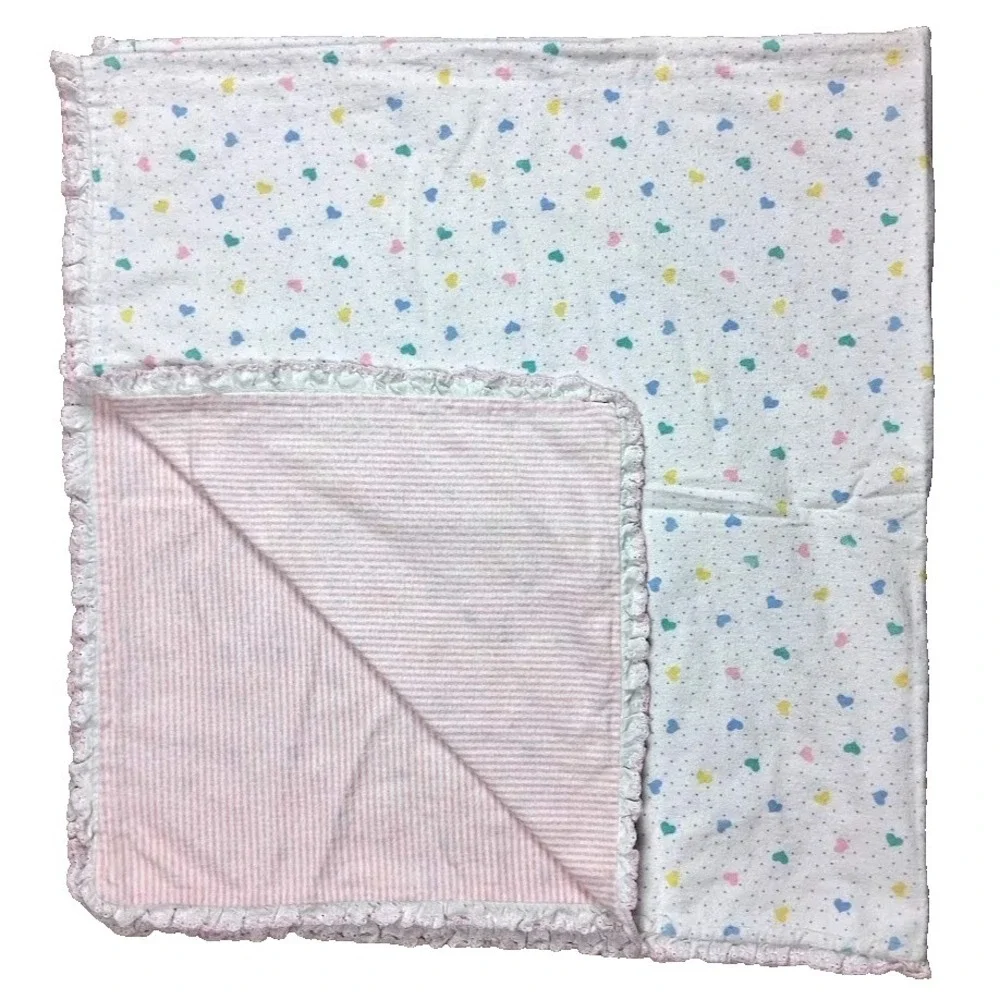 Vtg Pastel Hearts Pink White Stripe Handmade 46